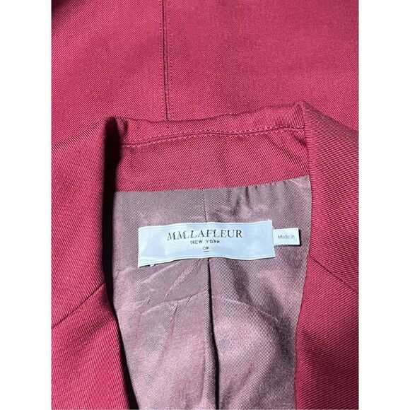 MM Lafleur Burnt Red Tailored Wool Blazer Suit Jacket Size 0 Petite - Picture 6 of 6